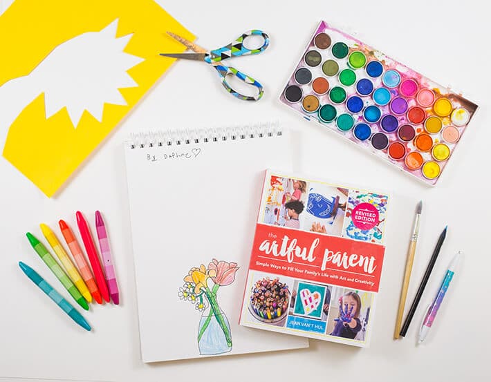 The Artful Parent book revised edition with art supplies